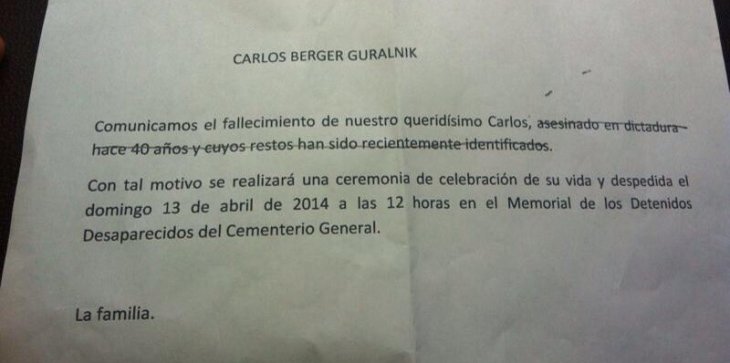 FAMILIA DE CARLOS BERGER RECHAZA CENSURA DEL MERCURIO
