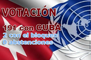 RECHAZO EN ONU AL BLOQUEO CONTRA CUBA, EE.UU. MÁS AISLADO
