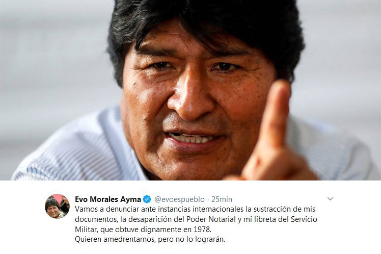 Evo Morales denunciará pérdida de documentos a nivel internacional