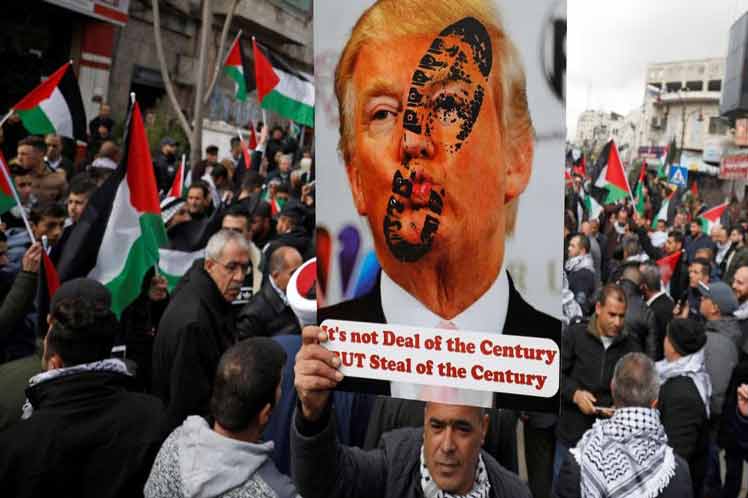 Palestinos protestan en las calles contra plan de Estados Unidos