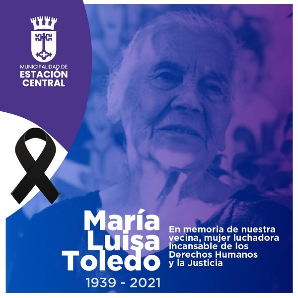 Municipalidad de Estación Central decreta duelo comunal por fallecimiento de María Luisa Toledo