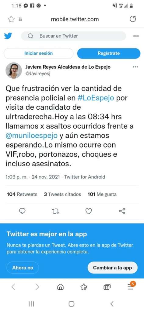 Alcaldesa de Lo Espejo fustiga a carabineros por resguardo a candidato de ultraderecha