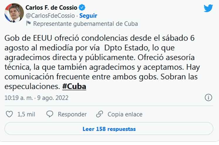 Cuba no ha rechazado ninguna ayuda ante incendio