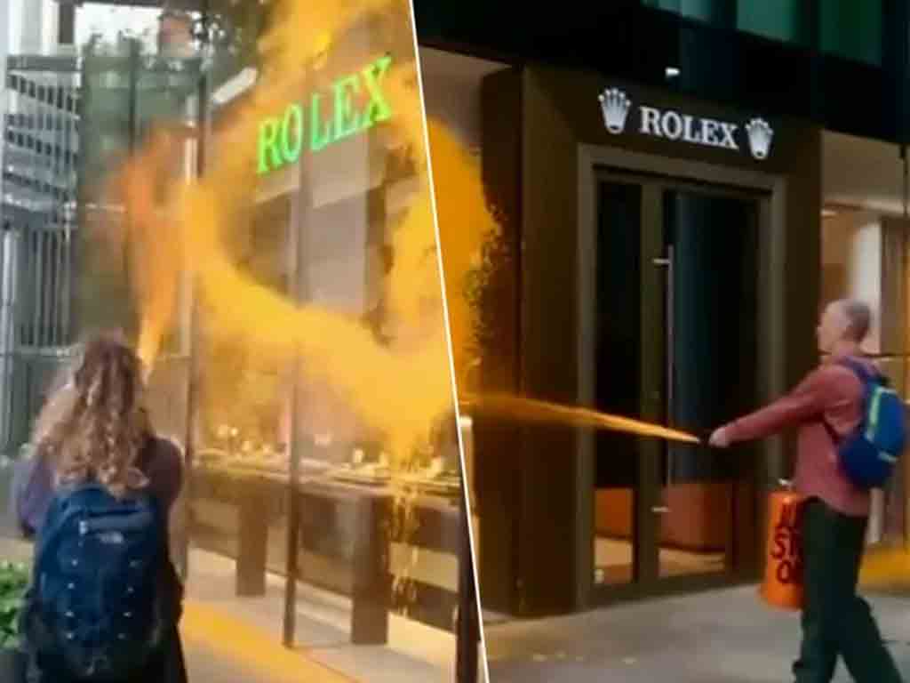 Ambientalistas de Just Stop Oil atacan tienda de Rolex en Londres
