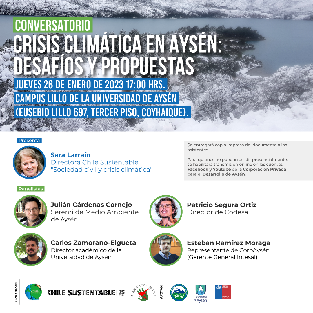 Academia, sector privado, ONGs ambientales y Estado dialogarán en Coyhaique sobre crisis climática