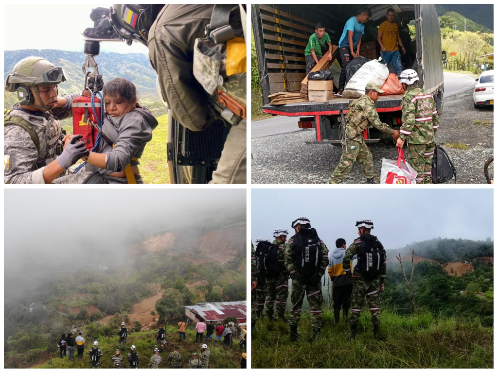 Ejército colombiano lleva ayuda humanitaria a damnificados en Rosas