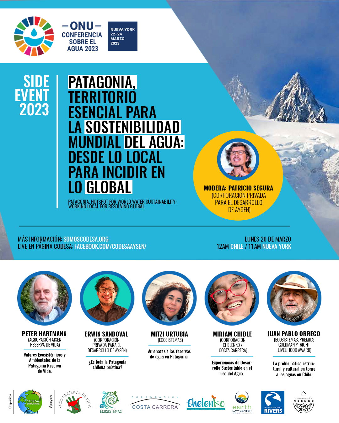 Patagonia y ríos: Invitan a eventos virtuales en el marco de la Conferencia sobre el Agua de la ONU