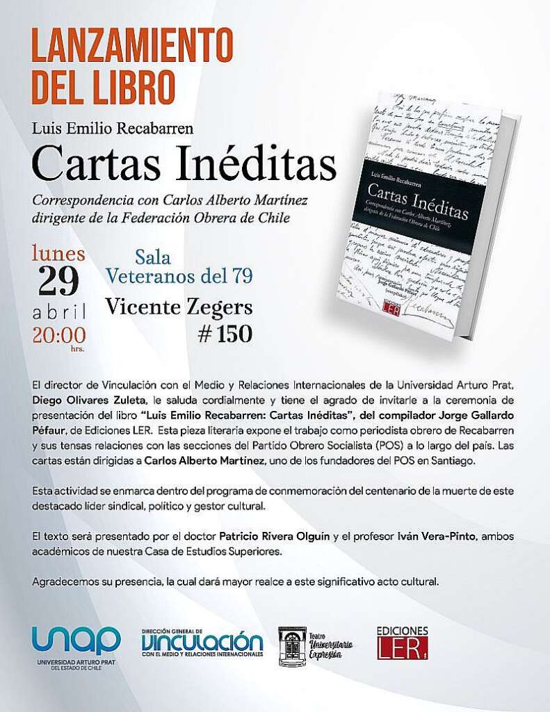 Lanzamiento del libro “Luis Emilio Recabarren, cartas inéditas”
